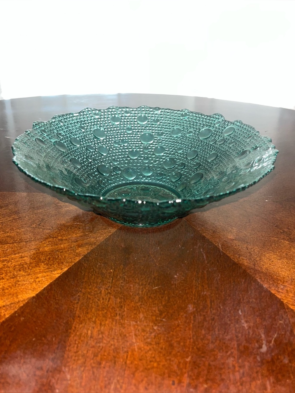 Vintage Pressed Bubble Glass Emerald